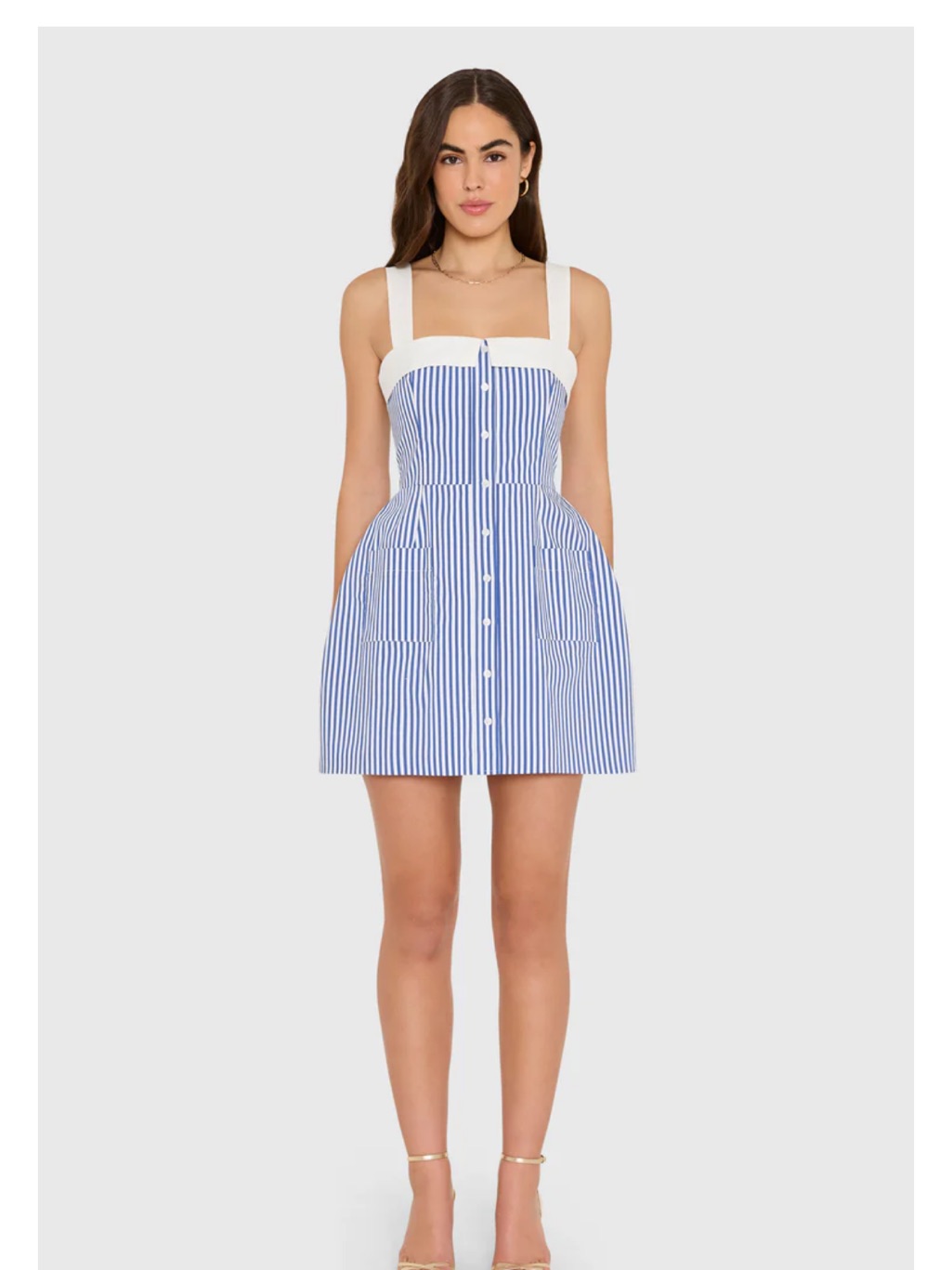 Amanda Uprichard Blue & White Striped Mindy Dress Large